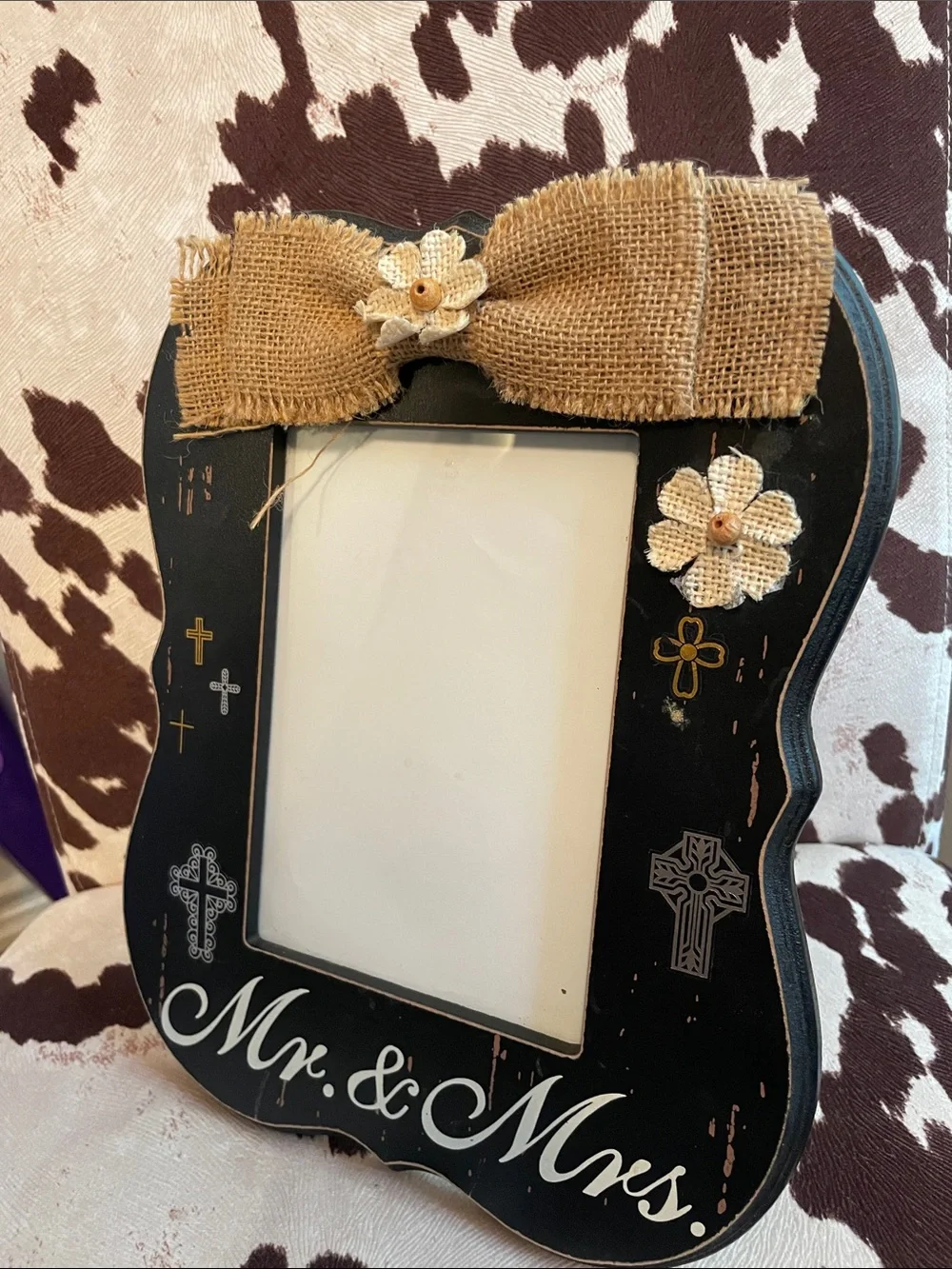 Hobby Lobby Black Mr. & Mrs. Burlap Accent Photo Frame